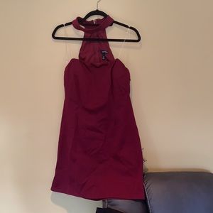 Speechless Wine Strapless Dress with Neck Collar